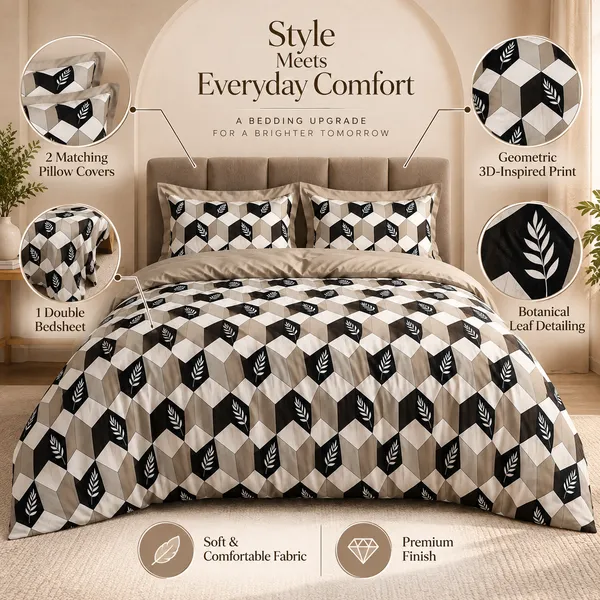 Beige_Geometric_Cotton_400_TC_Double_Bedsheet_Set_|_Bookfold_Gift_Packaging