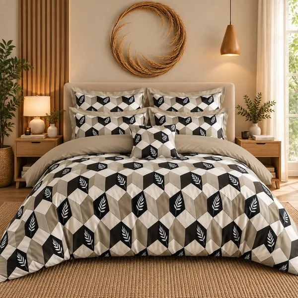 Beige_Geometric_Cotton_400_TC_Double_Bedsheet_Set_|_Bookfold_Gift_Packaging