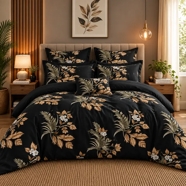 Black_Floral_Cotton_400_TC_Double_Bedsheet_Set_|_Bookfold_Gift_Packaging
