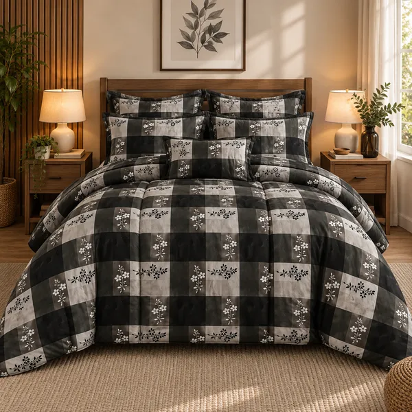 Black_Grey_Checkered_Cotton_400_TC_Double_Bedsheet_Set-Bookfold_Gift_Packaging