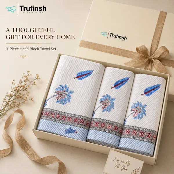 Trufinsh_Premium_Floral_Waffle_Towel_Set_–_3_Piece