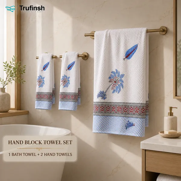 Trufinsh_Premium_Floral_Waffle_Towel_Set_–_3_Piece