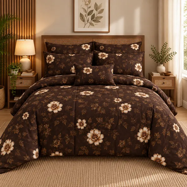 Brown_Floral_Cotton_400_TC_Double_Bedsheet_Set_|_Bookfold_Gift_Packaging
