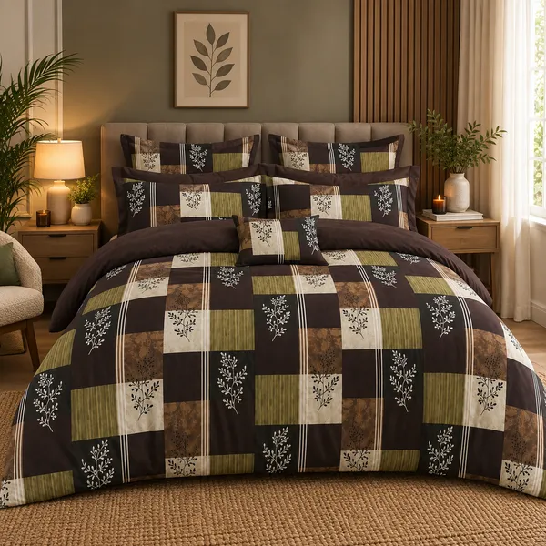 Brown_&_Green_Geometric_Cotton_400_TC_Double_Bedsheet_Set_|_Bookfold_Gift_Packaging