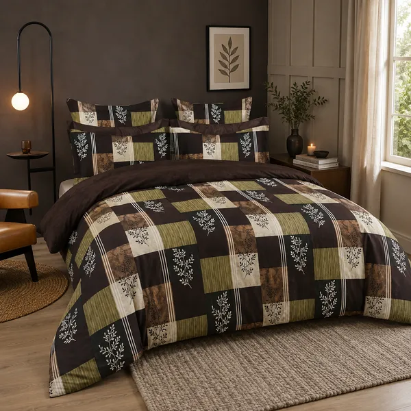 Brown_&_Green_Geometric_Cotton_400_TC_Double_Bedsheet_Set_|_Bookfold_Gift_Packaging