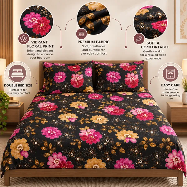 Floral_Cotton_400_TC_Double_Bedsheet_Set-Bookfold_Gift_Packaging