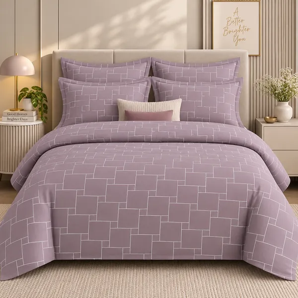 Mauve_Geometric_Pure_Cotton_Bedsheet_Set_|__Gift_Packaging