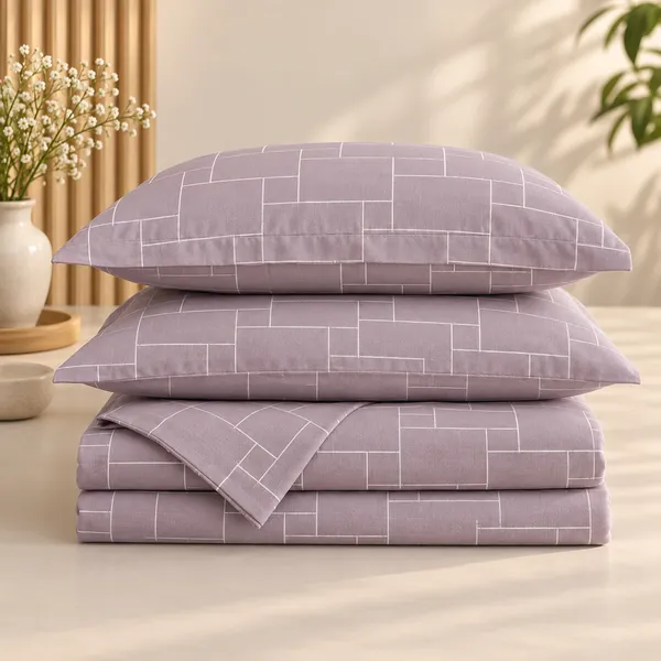 Trufinsh_Mauve_Geometric_Pure_Cotton_Bedsheet_Set_|__Gift_Packaging