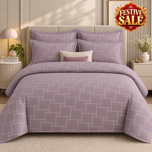 Trufinsh_Mauve_Geometric_Pure_Cotton_Bedsheet_Set_|__Gift_Packaging