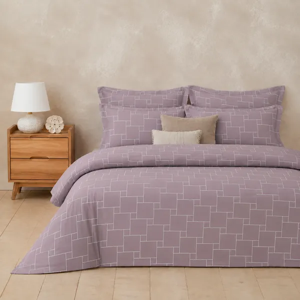 Mauve_Geometric_Pure_Cotton_Bedsheet_Set_|__Gift_Packaging
