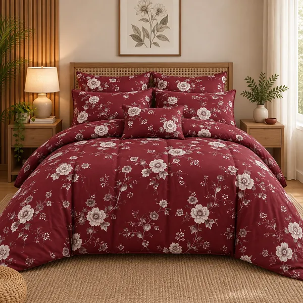 Maroon_Floral_Cotton_400_TC_Double_Bedsheet_Set_|_Bookfold_Gift_Packaging