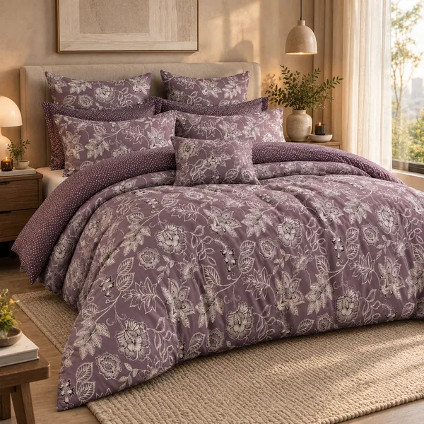 Mauve_Floral_Cotton_400_TC_Double_Bedsheet_Set_|_Bookfold_Gift_Packaging