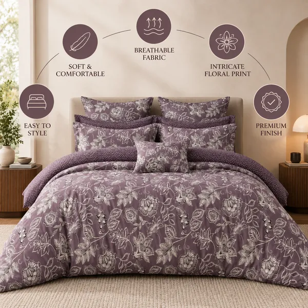Mauve_Floral_Cotton_400_TC_Double_Bedsheet_Set_|_Bookfold_Gift_Packaging