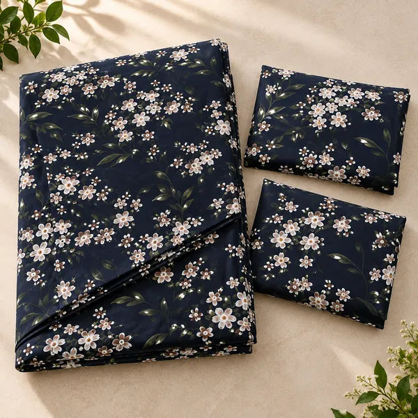 Navy_Blue_Floral_Cotton_400_TC_Double_Bedsheet_Set-Bookfold_Gift_Packaging