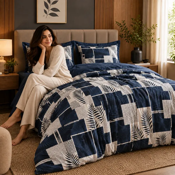 Navy_Blue_Geometric_Cotton_400_TC_Double_Bedsheet_Set-Bookfold_Gift_Packaging