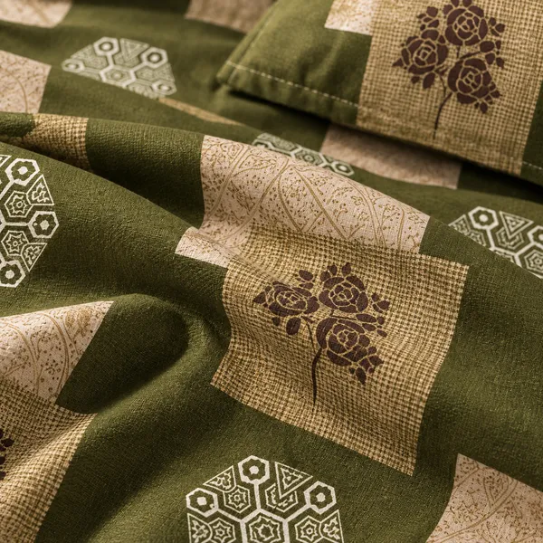 Olive_Green_Cotton_400_TC_Double_Bedsheet_Set_|_Bookfold_Gift_Packaging