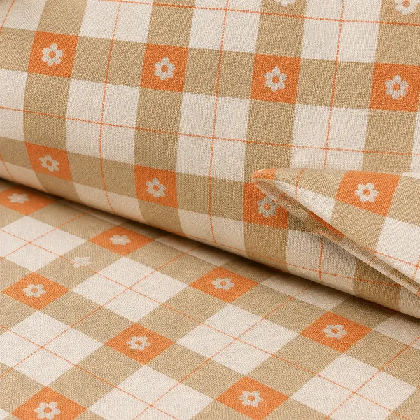Orange_Gingham_Floral_Cotton_Bedsheet_Set_|_Bookfold_Gift_Packaging