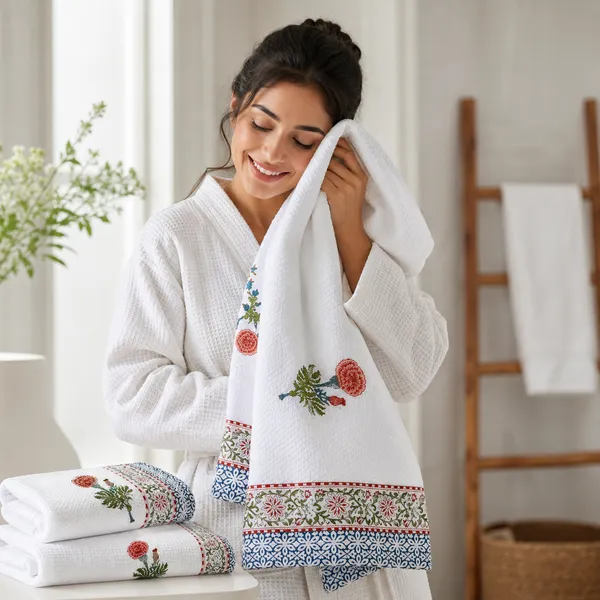 Trufinsh_Floral_Printed_Waffle_Bath_&_Hand_Towel_Set_–_3_Piece