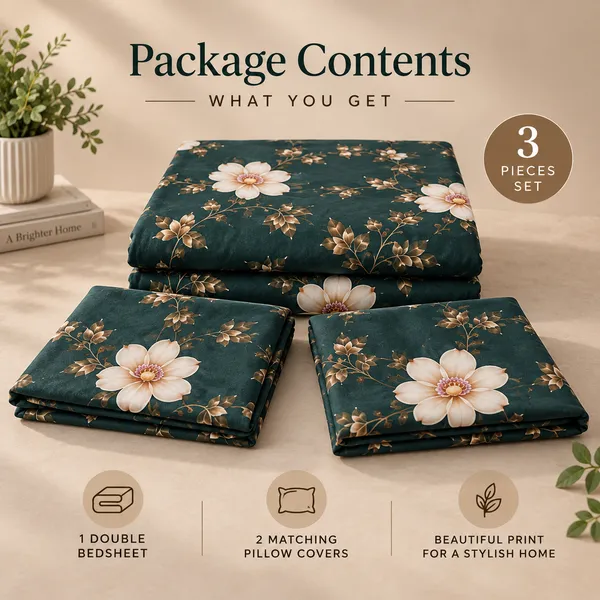 Teal_Floral_Cotton_400_TC_Double_Bedsheet_Set_|_Bookfold_Gift_Packaging