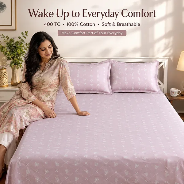 Premium_Pink_Pure_Cotton_Bedsheet_with_Pillow_Covers_|__Gift_Packaging