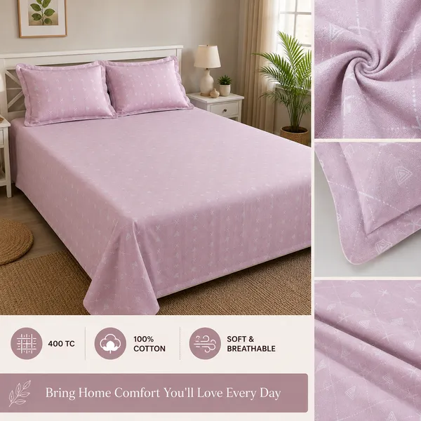 Premium_Pink_Pure_Cotton_Bedsheet_with_Pillow_Covers_|__Gift_Packaging