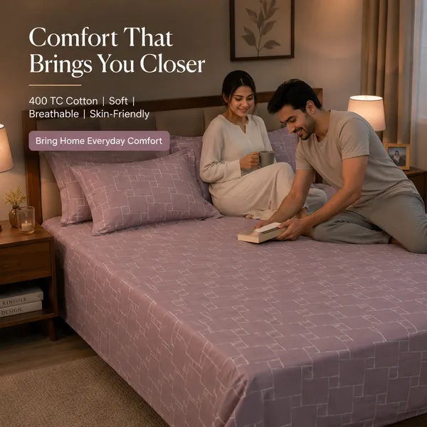 Mauve_Geometric_Pure_Cotton_Bedsheet_Set_|__Gift_Packaging
