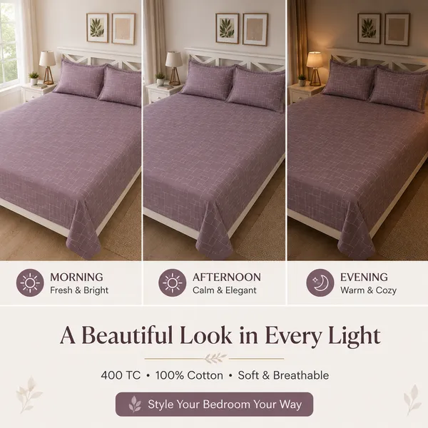 Mauve_Geometric_Pure_Cotton_Bedsheet_Set_|__Gift_Packaging