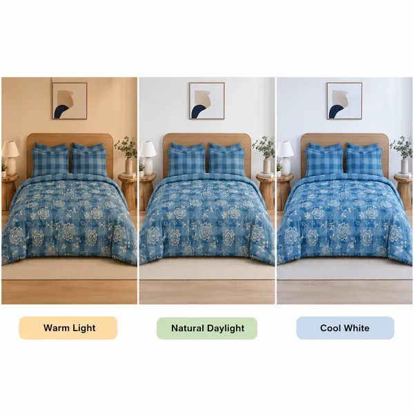 Blue_Check_Floral_Bedsheet_Set_–_Cotton