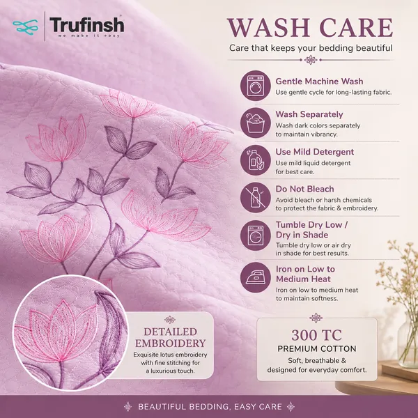 Trufinsh_Pink_Lotus_Embroidered_King_Bedsheet_–_7_Pc_Set