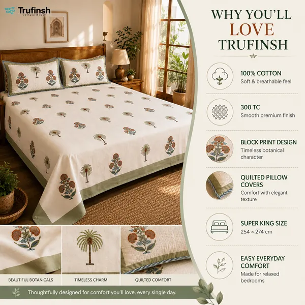 Floral_Handloom_Cotton_Bedsheet_Set_with_2_Quilted_Pillow_Covers_|__Gift_Packaging