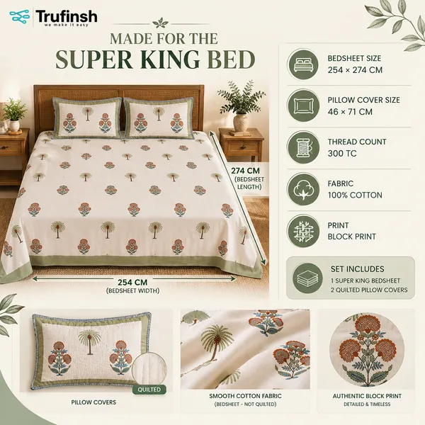 Floral_Handloom_Cotton_Bedsheet_Set_with_2_Quilted_Pillow_Covers_|__Gift_Packaging