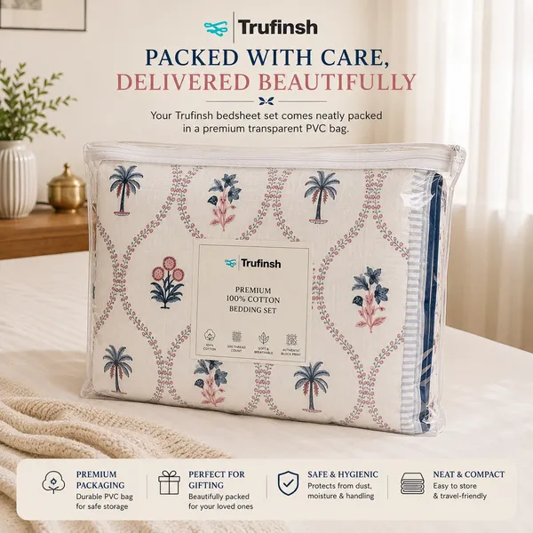 Blue_Floral_Handloom_Cotton_Bedsheet_with_2_Quilted_Pillow_Covers_|__Gift_Packaging