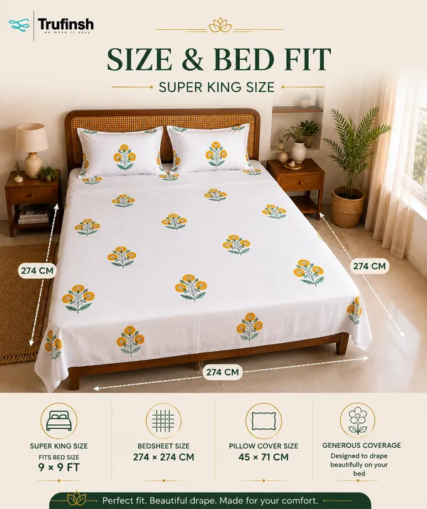 Yellow_Floral_Handloom_Cotton_Bedsheet_Set_with_2_Pillow_Covers_|_Gift_Packaging