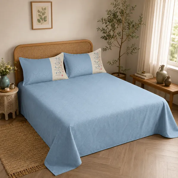Powder_Blue_Embroidered_Double_Bedsheet_Set_–Bookfold_Gift_packaging