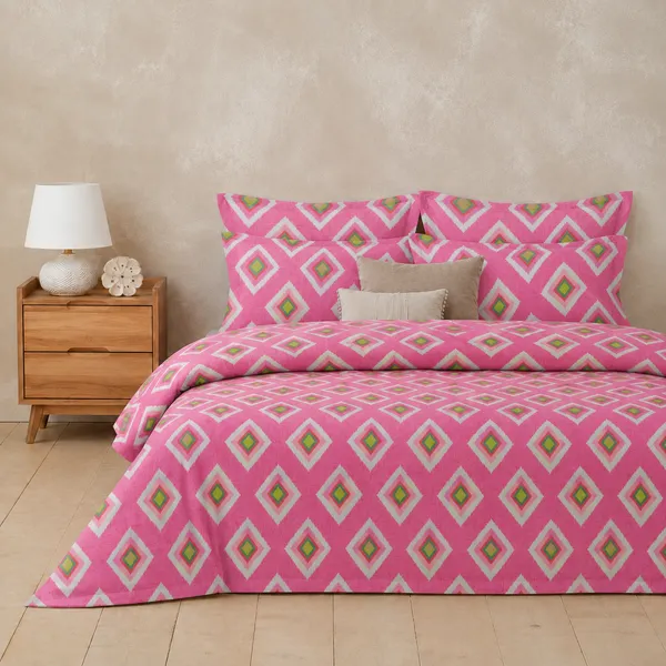 Pink_Diamond_Print_Bedsheet_Set_–_Handloom_Cotton