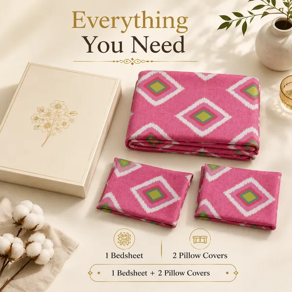 Pink_Diamond_Print_Bedsheet_Set_–_Handloom_Cotton