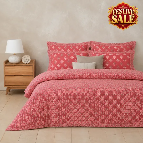 Trufinsh_Coral_Geometric_Print_Bedsheet_Set_–_Handloom_Cotton