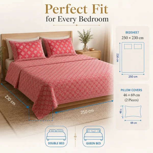 Coral_Geometric_Print_Bedsheet_Set_–_Handloom_Cotton