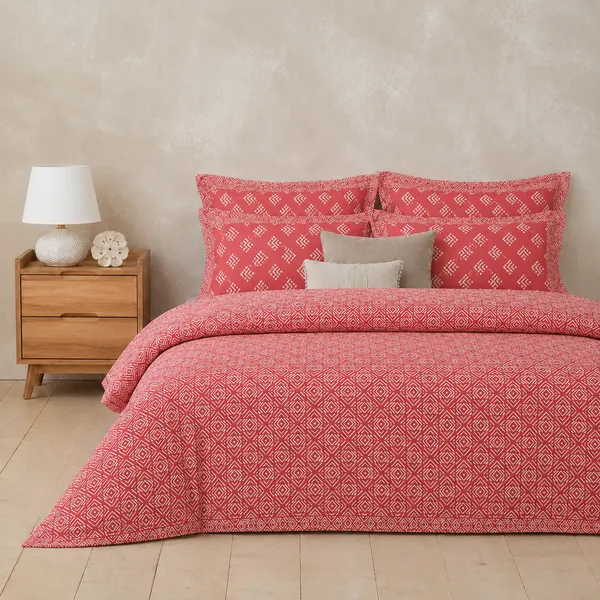 Coral_Geometric_Print_Bedsheet_Set_–_Handloom_Cotton