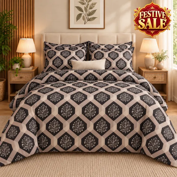Trufinsh_Beige_Grey_Geometric_Cotton_400_TC_Double_Bedsheet_Set-Bookfold_Gift_Packaging