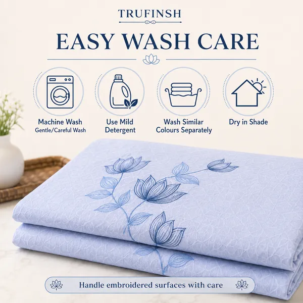 Trufinsh_Powder_Blue_Lotus_Embroidered_King_Bedsheet_–_7_Pc_Set