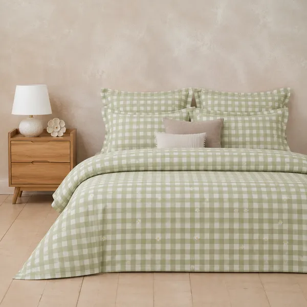 Green_Gingham_Floral_Cotton_Double_Bedsheet_set_-_Bookfold_Gift_Packaging