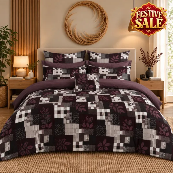 Trufinsh_Maroon_Geometric_Cotton_400_TC_Double_Bedsheet_Set_|_Bookfold_Gift_Packaging
