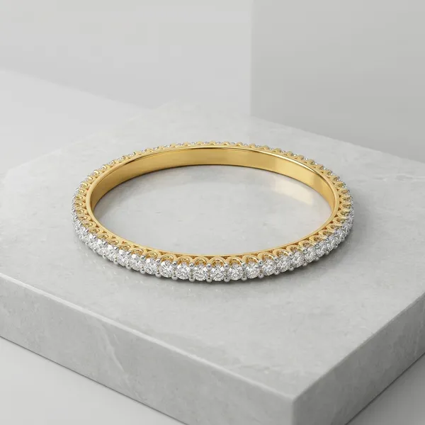 Gold_And_Sterling_Silver_925_Sterling_Two-Tone_Solitaire_Bangle_For_Women