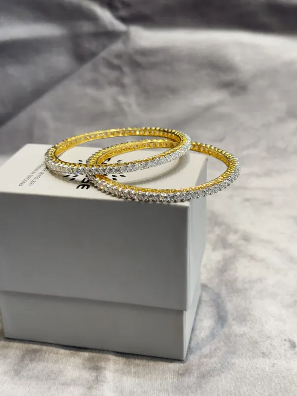 Gold_And_Sterling_Silver_925_Sterling_Two-Tone_Solitaire_Bangle_For_Women
