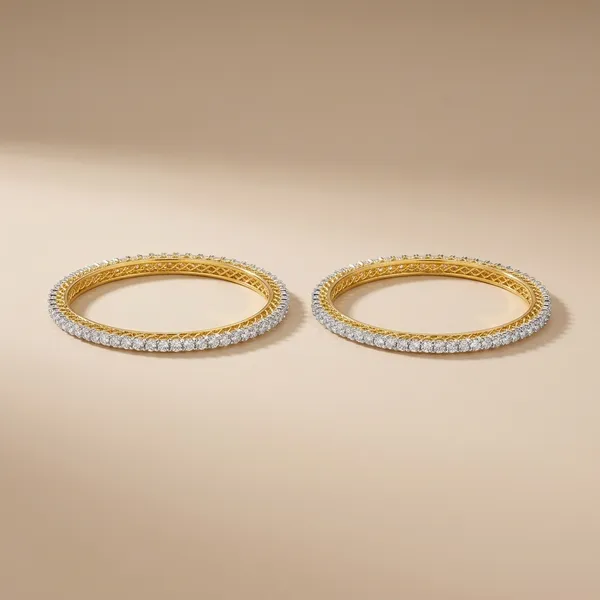 Gold_And_Sterling_Silver_925_Sterling_Two-Tone_Solitaire_Bangle_For_Women