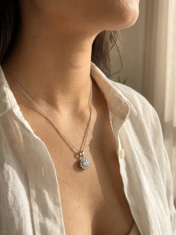 Sterling_Silver_925_Sterling_Silver_Diamond_Cluster_Pendant_Necklace