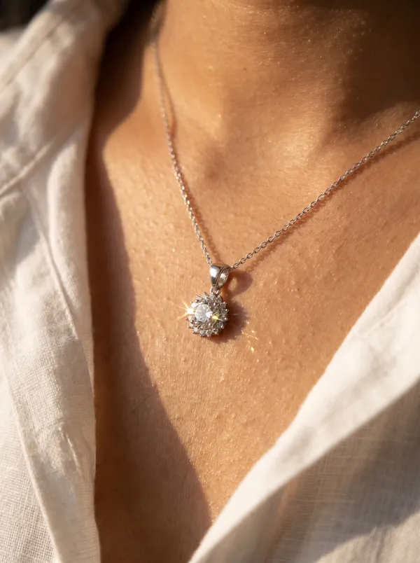 Sterling_Silver_925_Sterling_Silver_Diamond_Cluster_Pendant_Necklace