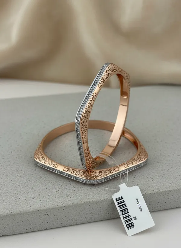Gold_And_Sterling_Silver_925_Sterling_Silver_Tri-Tone_Crystal_Studded_Bangle