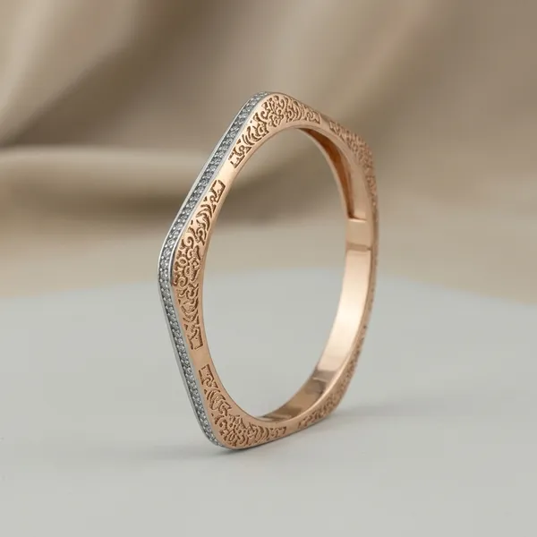 Gold_And_Sterling_Silver_925_Sterling_Silver_Tri-Tone_Crystal_Studded_Bangle